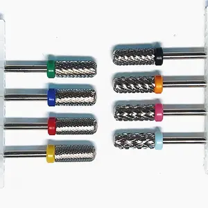 Small Barrel Safety Nail Drill Bits, 3/32'' Smooth Round Top Small Barrel Carbide Bits, Suitable for Manicure Pedicure Gel Polishing, Beginners Bits, Silver