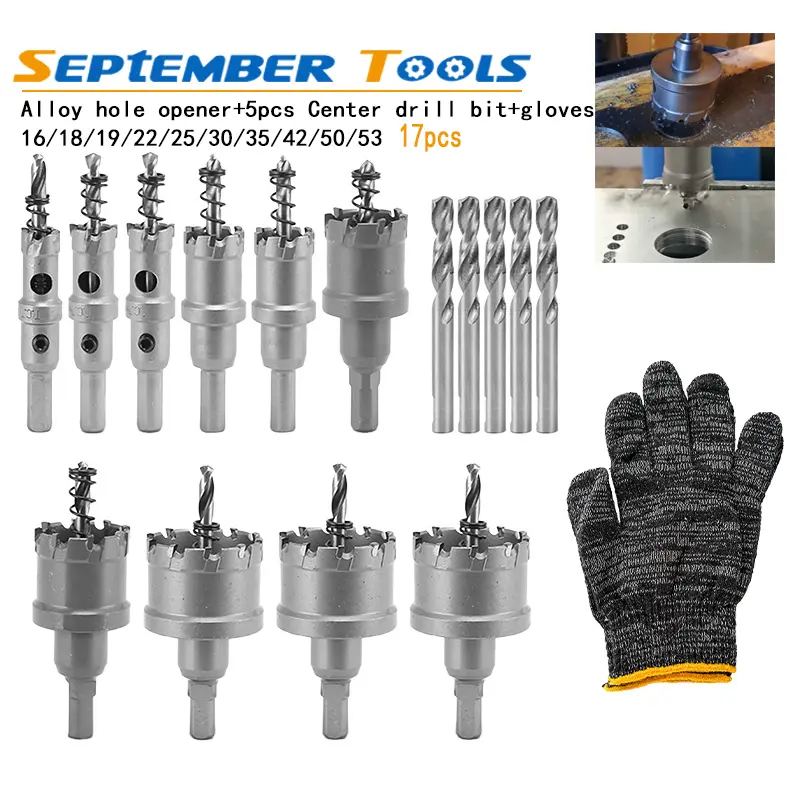 15-Piece TCT Carbide Tip Step Drill Bit Set, Multi-Size Power Tool Accessory for Steel Cutting and Thick Plates Drilling