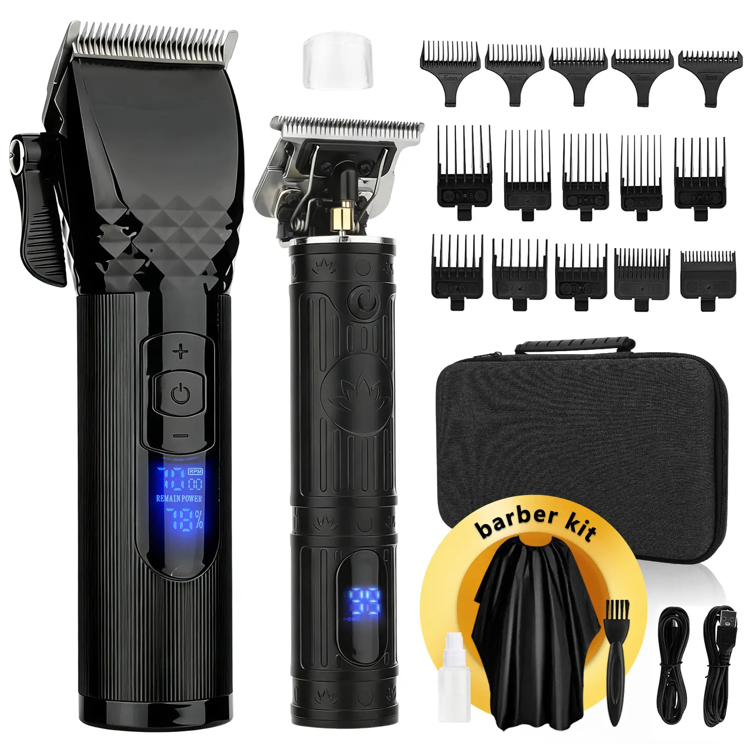 Amuliss Hair Clippers for Men,Professional Barber Clippers and Trimmer Set,Mens Cordless Hair Clipper for Barber,T-Blade Trimmer Set