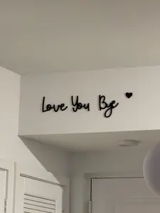 【Mother's Day Gifts ideas 】Wooden Wall Art Love You Bye Letter Pattern Wall Hanging Decor Inspirational for Home Prayer Room Farmhouse Ornaments Art Decoration Hangable
