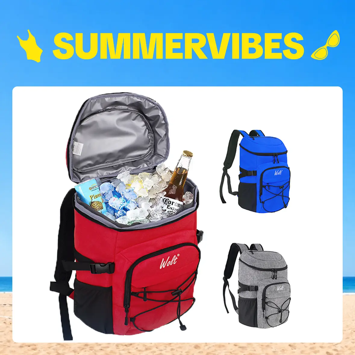 Wolt Cooler Backpack 20L, Sturdy Ripstop Nylon Insulated Bag with Leakproof Compartment, Holds 24 Cans for Hiking & Camping, Durable Insulated Bag, Insulated Travel, Leakproof Cooler Compartment