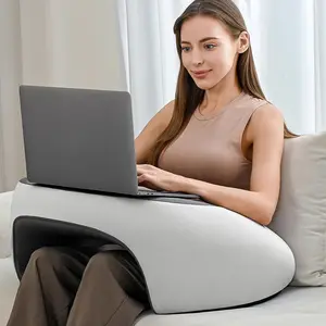 Reading Pillow, Lap Desk Pillow for Adult, Gaming Pillow Memory Foam for Arm Support, Arm Rest for Working, Crocheting, Playing Game or Siting in Bed, Floor, Sofa (Grey)