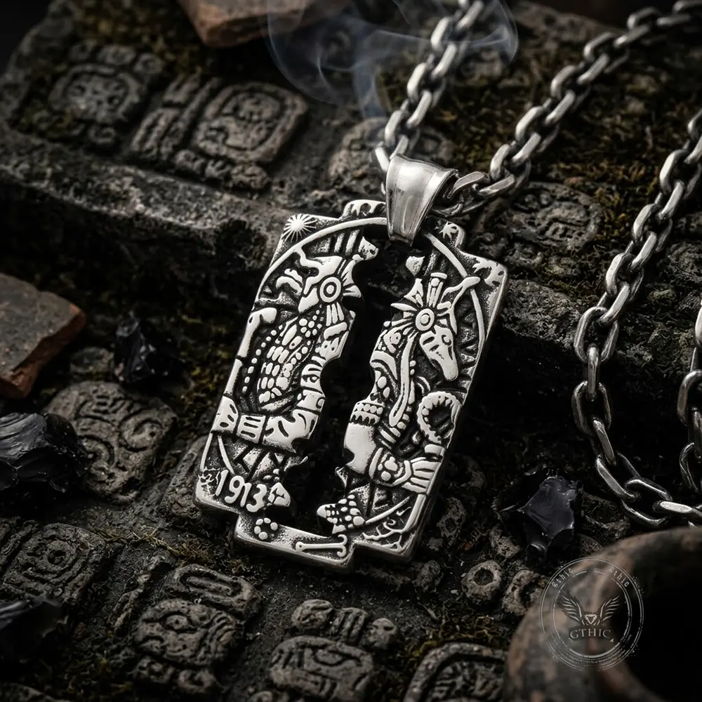 GTHIC Retro Stainless Steel Amulet Pendant Engraved with Horus & Anubis Egyptian Mystic Unisex Neck Jewelry Ancient Theme Parties & Daily Street Outfits
