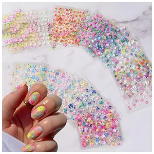 Colorful Cute Daisy, Floral, Heart, Flower Nail Art Stickers Decals, 3D Self Adhesive Supplies, Design Decoration Accessories for Women and Girls, 30 Sheets