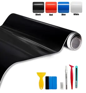 High Gloss Car Vinyl Wrap Roll 1ft x 5ft Featuring Bubble Free Air-Release Technology Self Adhesive Car Wrap Film Automotive Vinyl Tape Roll For Vehicle Moto Furniture DIY Interior