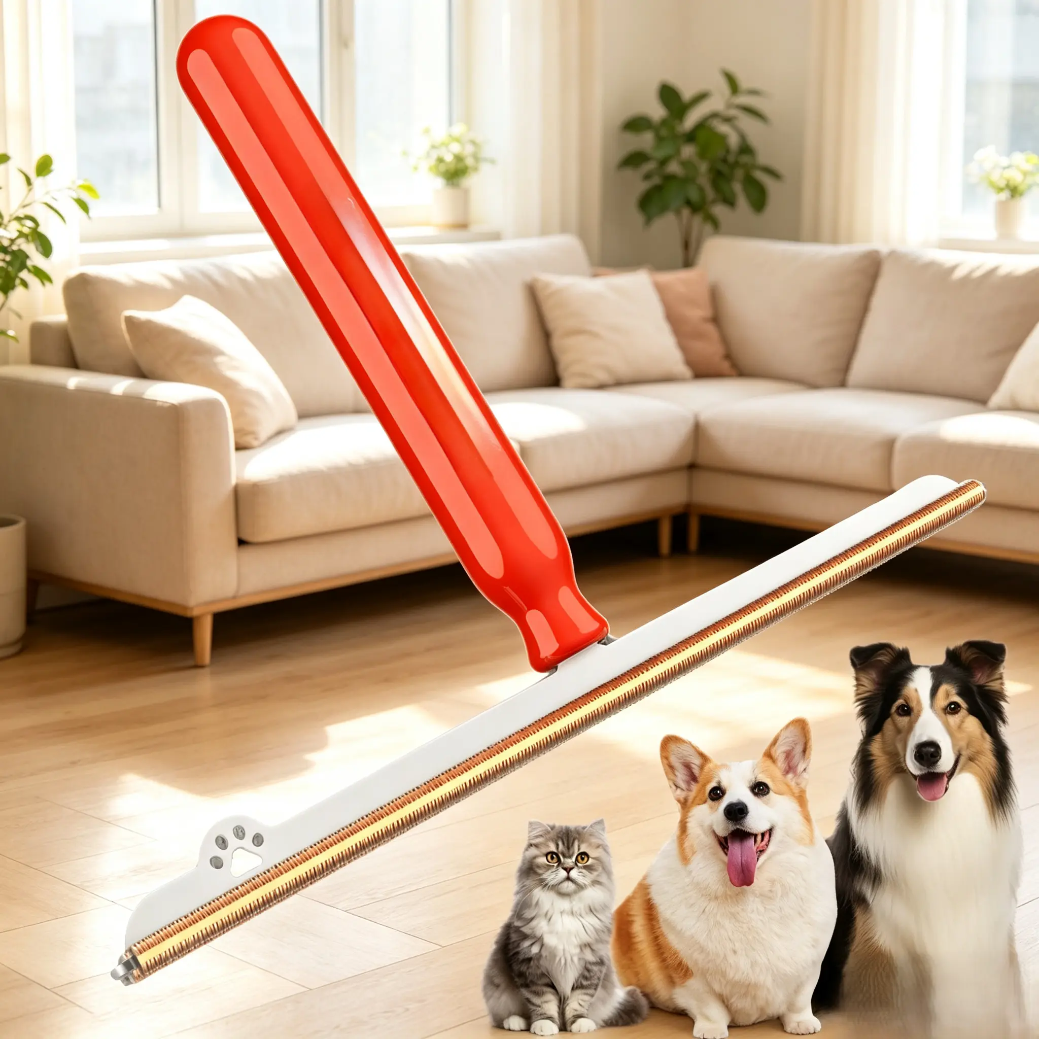 Pet Hair Remover Scraper, Reusable Lint Fur Removal Tool for Dog Cat Hair, Portable Hair Catcher for Couch, Carpet, Sofa, Bed, Furniture