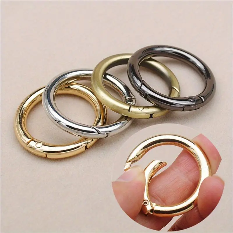 [5pcs Metal O-ring Buckle] 5pcs/lot Metal O-ring, spring buckle, can be opened, round safety buckle, keychain, bag clip hook, dog chain buckle, DIY connector, DIY Wallet Making