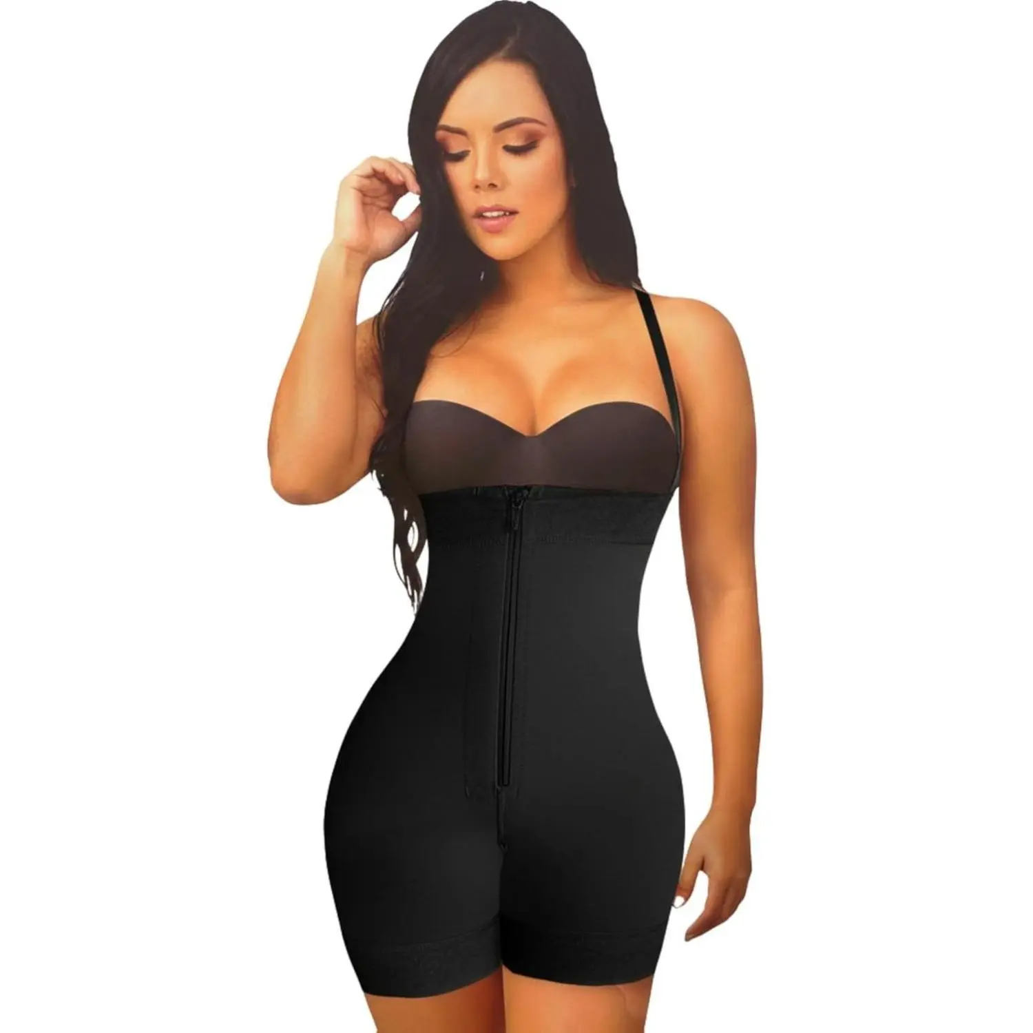 Princesa Colombian Faja High Compression Powernet Body Shaper with Zipper Adjustable Straps Invisible for Daily & Post-Surgical Wear