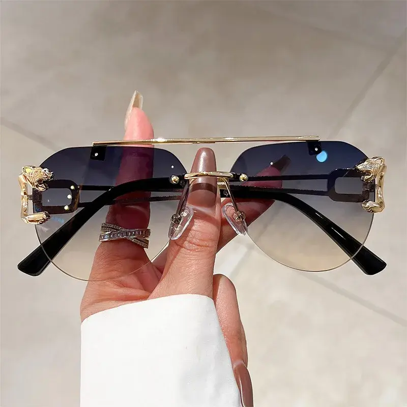 2025 Sunglasses Women Luxury Rimless Retro Fashion Sunglasses Lunette Oversized Shades De Soleil Femme Gafas De Sol Mujer Lentes