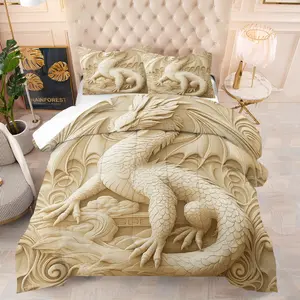 Dragon pattern quilt, containing 1 quilt and 1 or 2 core-free pillowcases, suitable for home or dormitory decoration