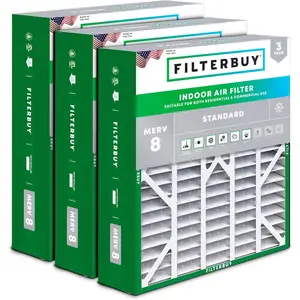 Filterbuy 20x25x6 Air Filter (3-Pack), Pleated MERV 8 Dust Defense HVAC AC Furnace Air Filters for Aprilaire Space-Gard 201 / 2200 / 2250 & Lennox