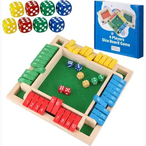 Double-Sided Dice Board Game for 2-4 Players, Family Dice Game, Wooden Dice Game Enhances Math Skills, Perfect for Parties & Indoor Fun