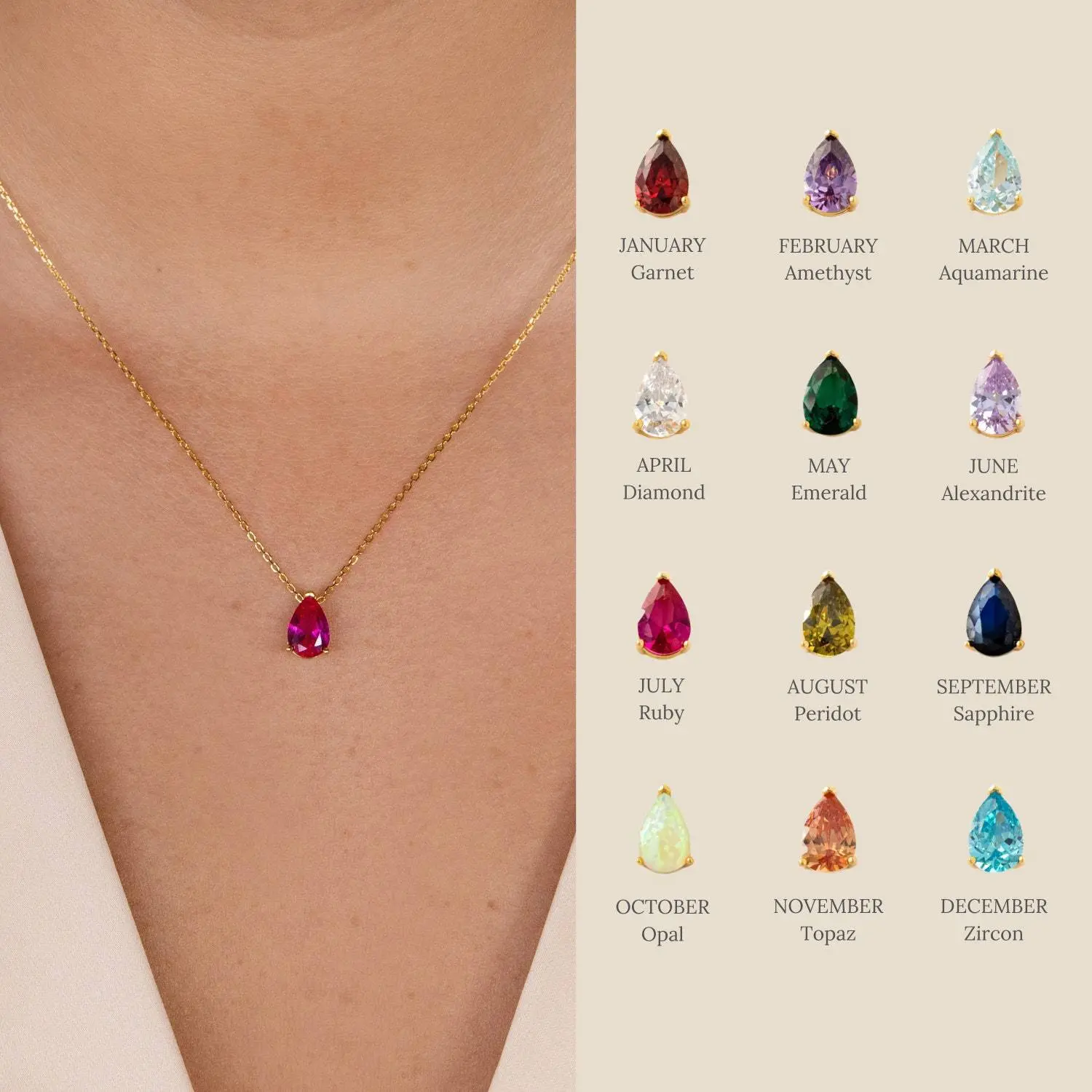 Necklaces for Women, Elegant Stainless Steel Pear-Shaped Halo Pendant, Dainty December Birthstone Jewelry, Dainty Fashion Jewelry, Elegant Necklace