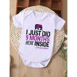 Summer Short-Sleeve Baby Bodysuit with a Letter Print, Perfect for Pregnancy Gifts., Newborn Clothing |   Playful Text Design |   Snap Closure Diaper, Maternity Clothes, Perfect for Outdoor