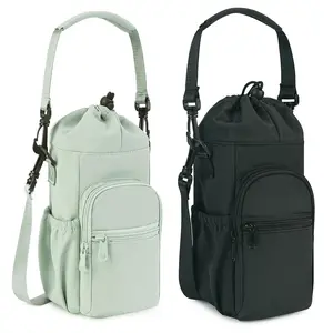 Single-shoulder crossbody Water Bottle Carrier Bag with 2 Side Strap Pocket for 20/24/32/40 oz Tumbler Cup, Water Bottle Holder for Outdoor sports, Picnics, and Climbing（1 PCS）