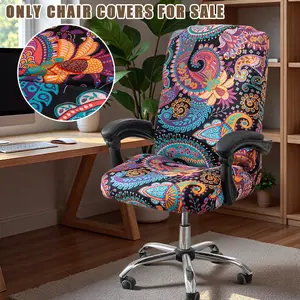 Stretch Printed Office Computer Chair Covers, Washable Removable Rotating Chair Slipcovers Protector, Universal Ergonomic Office Chair Cover