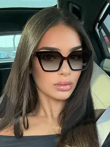 Women's Casual Vintage Large Frame Rectangular Sunglasses, Trendy Vintage Sunglasses, Lightweight Durable, Perfect for Vacation Leisure, Fashionable Frames Sunglasses, Holiday Gifts