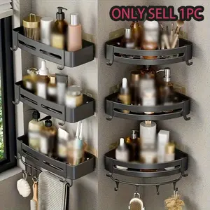 Bathroom Corner Storage Rack, Triangular Corner Shower Rack, No Drilling Corner Shower Rack, Suitable for Shampoo, Soap and Cosmetics Storage