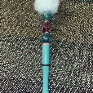 Blue puff beaded ink pen