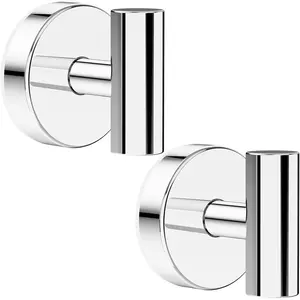 Suction Cup Hooks, Shower Hooks for Inside Shower - Removable Towel Hooks for Bathroom Window Glass Mirror Tile, Bath Robe Looafh Hook for  -  & Rustproof, Chrome (2 Pack)