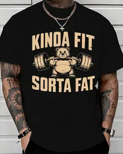 Funny Weightlifting Bear Tee – 100% Cotton Heavyweight Oversized Gym Shirt