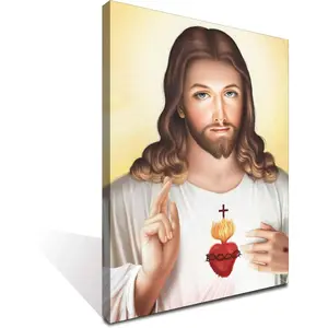 Christ Sacred Heart of Jesus Posters Canvas Wall Art Poster Picture Home Room Decor Painting 12x16inchs(30x40cm) 1 Count Frameless