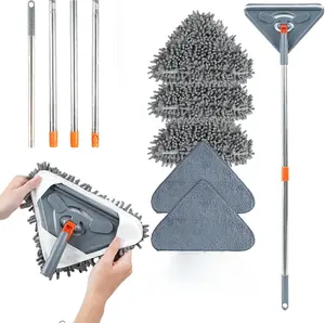 Long-handled wall mop, a wall cleaning mop tool suitable for cleaning windows, walls, ceiling fans, dust, baseboards, and floors. 360° ceiling cleaning tool vacuum cleaner with 5 replaceable sponges for sweeping.