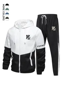 Men's Colorblock Sports Set, Casual Patchwork Design, Comfortable Fabric, Perfect for Daily Wear & Outdoor Activities