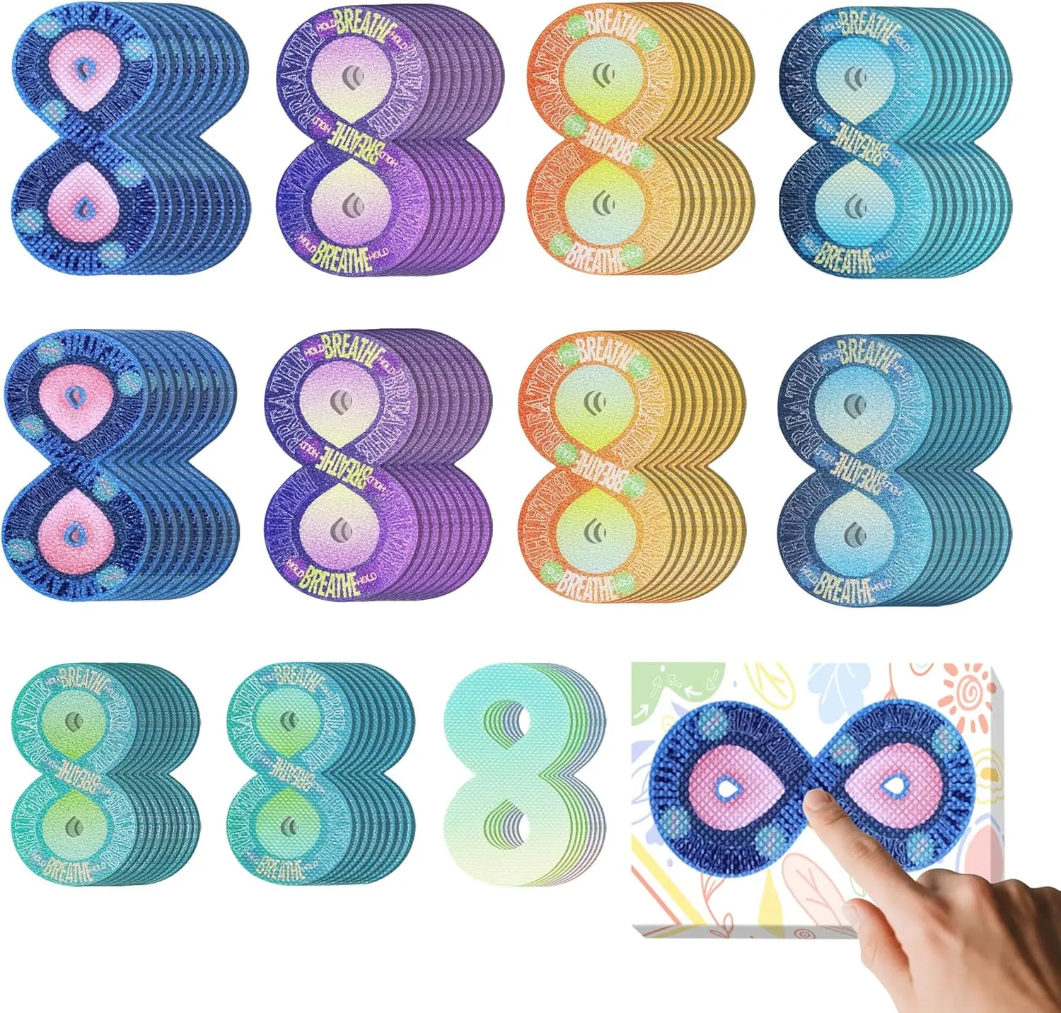 Calm Strips for  Sensory Stickers Anti  Tactile Textured Stickers Combined with  Exercise for Fidget Strips Suitable for Students and Adults (40 PC)