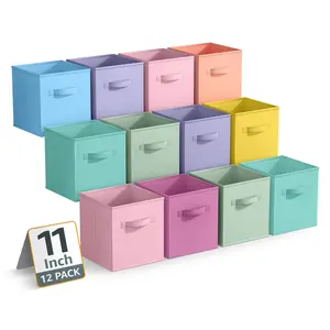 Sorbus 11" Storage Bins with Handles, 12 Pack Pastel Set 3