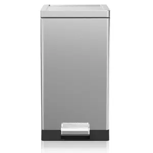 Simplykleen 30 Liter Stainless Steel Trash Can with Lid Odor Protection Soft-Close Foot Pedal Step Bin for Kitchen Bathroom Home Office Silver Durable Fingerprint-Resistant