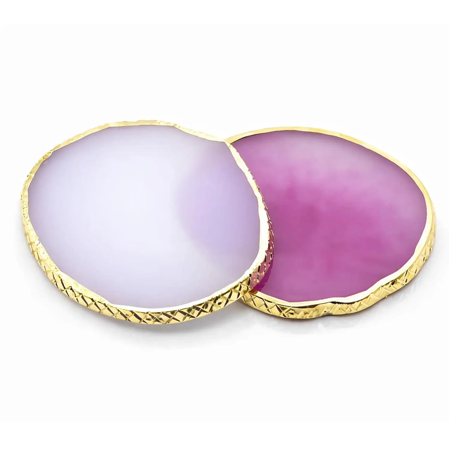 Resin Nail Art Palette for Gel Polish, Nail Mixing Palette with Gold Edge, Nail Polish Color Mixing Board for Acrylic, Gel, Painting, Makeup, Nail Art Tools for Salon and DIY (White+Purple)