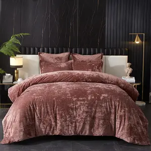 Ivellow Velvet Comforter Set, Soft Breathable Lightweight Comforter Set, 5pcs Comforter Set, Luxury Cozy Flannel Comforter Queen/King Size (1 Comforter,2 Pillow Shams, 2 Euro Shams) Pink/Grey, Deals for You Days