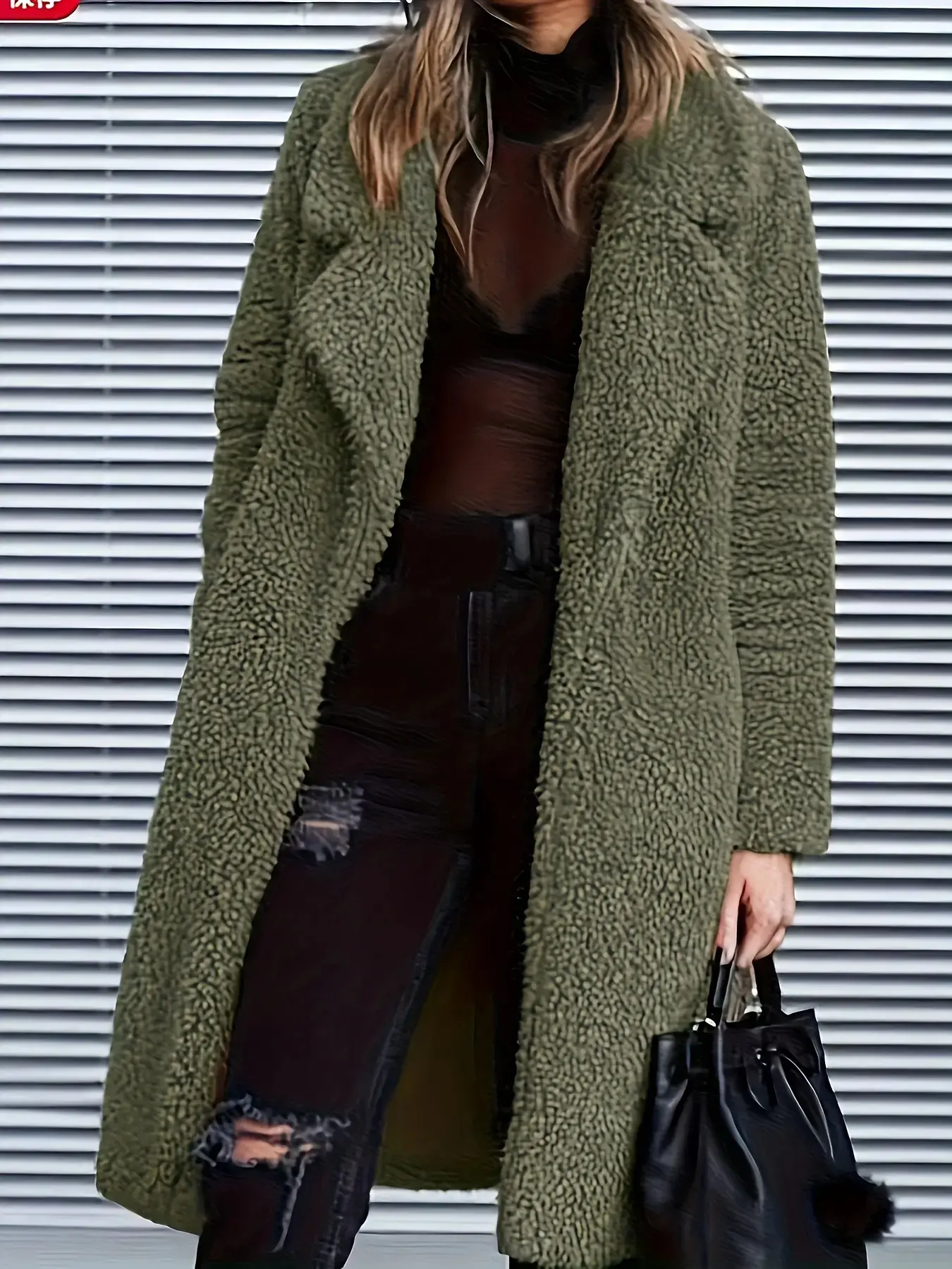 Women's Faux Fur Soft Fluffy Collared Lapel Open Front Long Sleeve Long Fitted Cardigan Coat, Warm Winter Casual Longline Outerwear Jacket, Fashionable Jacket, Stylish & Cozy Design for Cold Weather, Womenswear