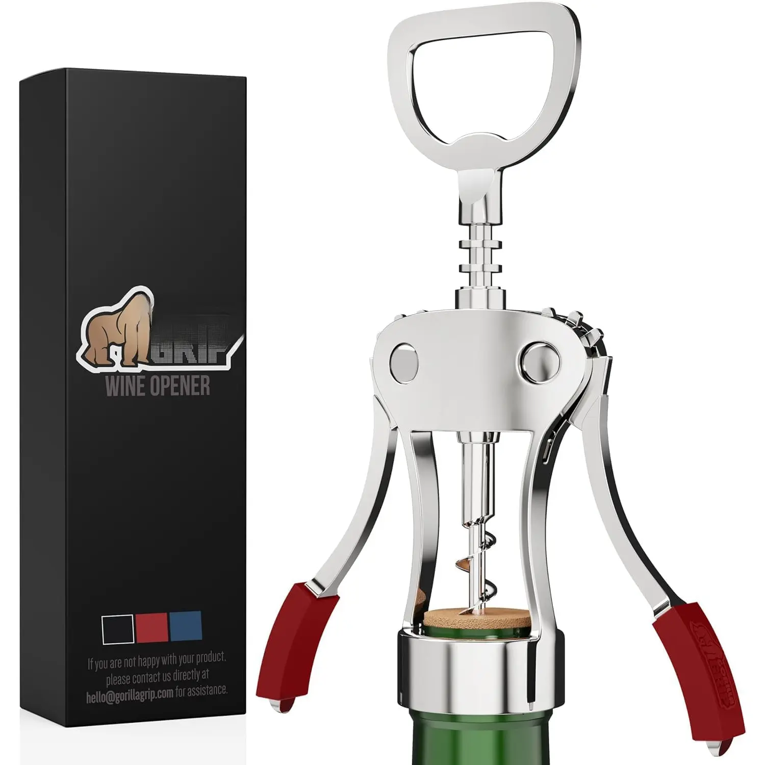 Opener,  Zinc Alloy Wing Corkscrew, Smoothly Remove Corks, Multifunctional Bottle Openers, Easy to Use Cork Screw, Dishwasher Safe, Kitchen Tool Bar Essentials, Red