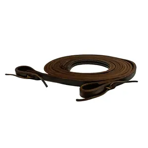 8' x 5/8" Oiled Harness Leather Split Reins with Weighted Ends Made in USA