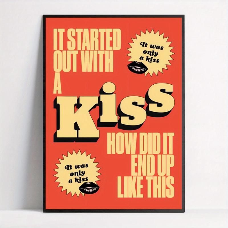 1pc Canvas Poster, It Was Only A Kiss Print, Lyrics Print Poster, Music Lover Poster Wall Art for Living Room, Wall Decor for Bedroom, Home Decor Room Decor Frameless