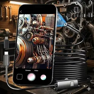 1920P HD Industrial Borescope Kit with Dual Semi-Rigid Panoramic & C-Type Probes, 8-Core Smart LED Camera. Compatible iOS/Android/PC/Mac, IP67 Waterproof Flexible Hose for Auto Repair, Pipe & Mechanical Inspection Tools, Automotive Scan Tool.
