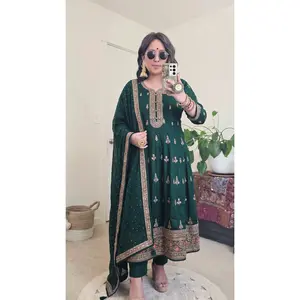 Anarkali Banglori Silk Kurta 3 Piece Set , Womenswear Special Occasion Kurta Set