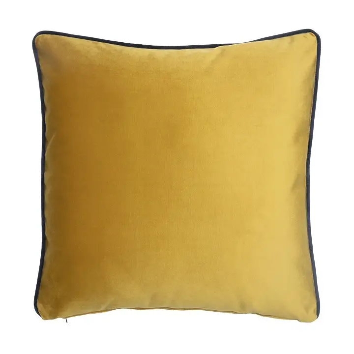 The Piped Pillow - Mustard/Indigo