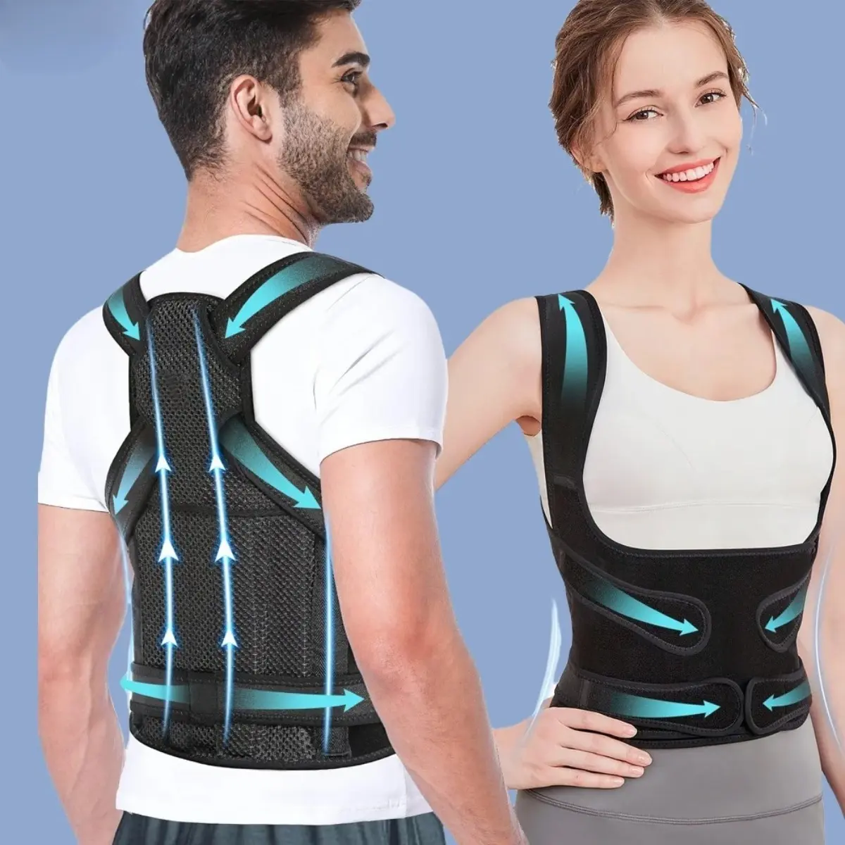 Adjustable Back Support Brace Unisex Shoulder Posture Strap Waist Belt Comfortable Wearable Daily Use
