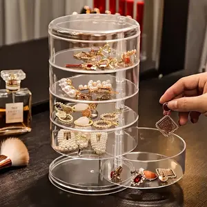 Transparent Storage Box Dust Proof And Waterproof Large Capacity Rotatable Multilayer Storage Jewelry Hairpin Jewelry Cosmetics Storage Box