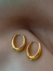Fashionable and Simple Oval Shaped Hoop Earrings, Fashion Jewelry for Party, Daily Clothing Decor, Trendy All-match & Exquisite Jewelry for Birthday Gift