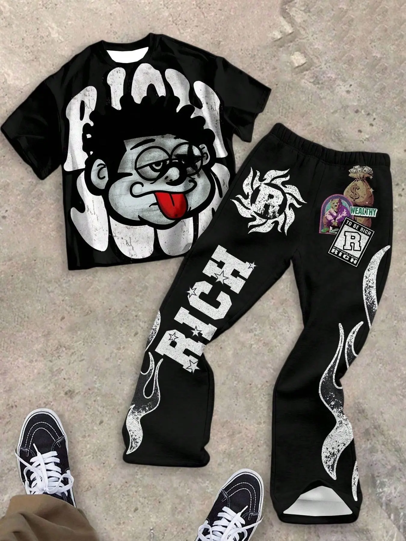 Boy Cartoon Print Short Sleeve T-Shirt, Graphic Printed Tees, Luxurious Letter Design, Comfortable Fit for Daily Wear, Ideal Gift for Children