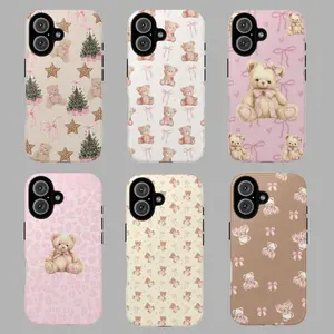 Adorable  Bear Themed Tough Phone Cases, Cute and Stylish Designs, coquettee protective, christmas tree phone cover