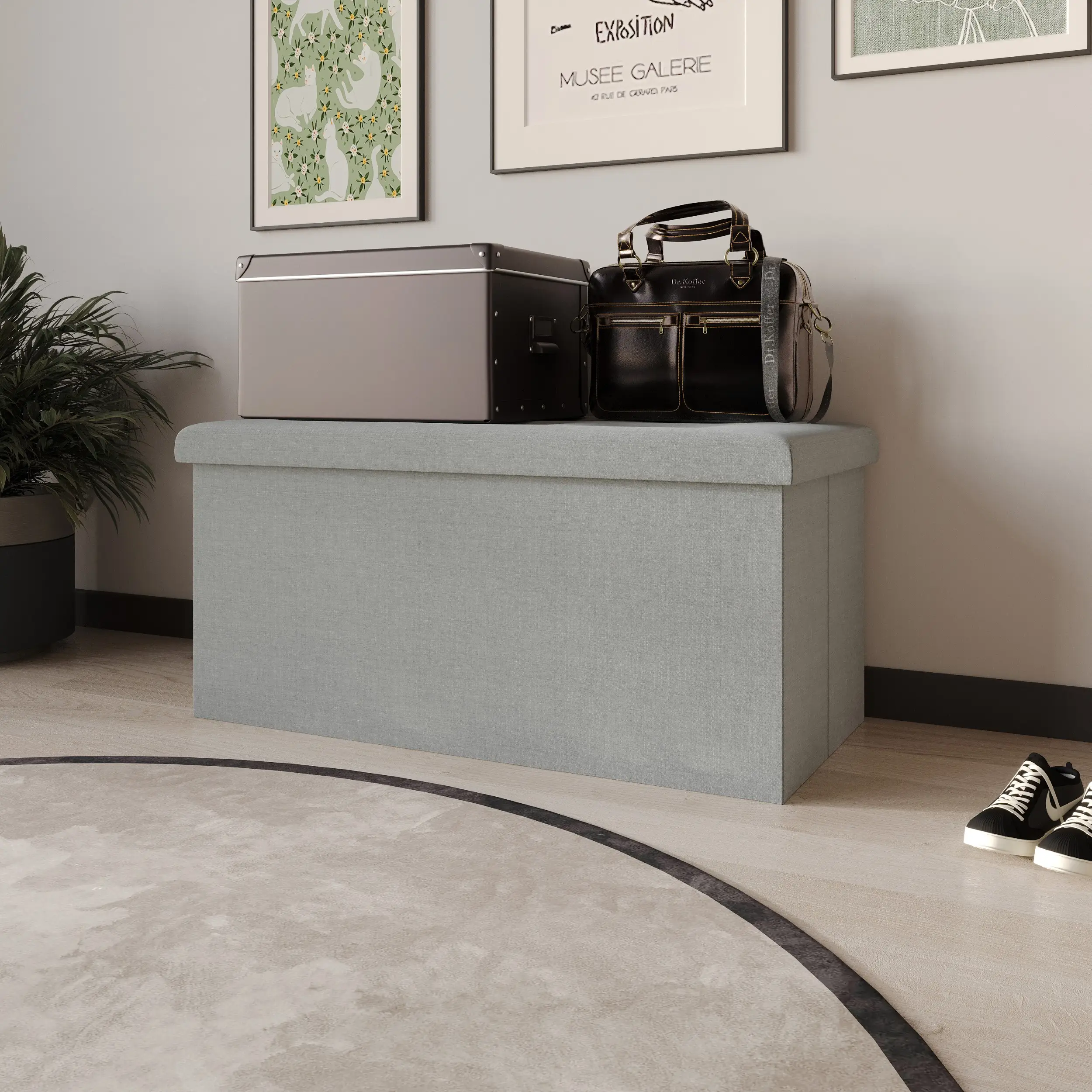 Favorer Florence 30" Button Tufted Upholstered Folding Storage Ottoman Bench