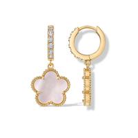 Huggie Mother of Pearl  - Yellow Gold