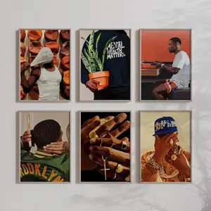 Set of 6 Men Wall Decor, Masculine Wall Art, Black Man Wall Art, HypeBeast Wall Art, Black Art , Gift for Bf, Urban Poster y2k  room  decor Photo Print