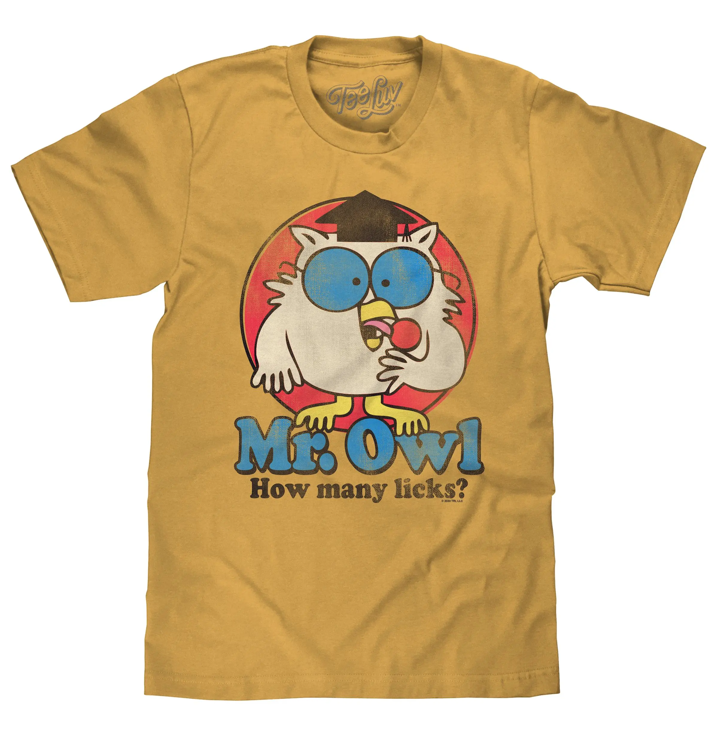 Mr Owl How Many Licks Vintage Tootsie Pop T-Shirt - Mustard Yellow