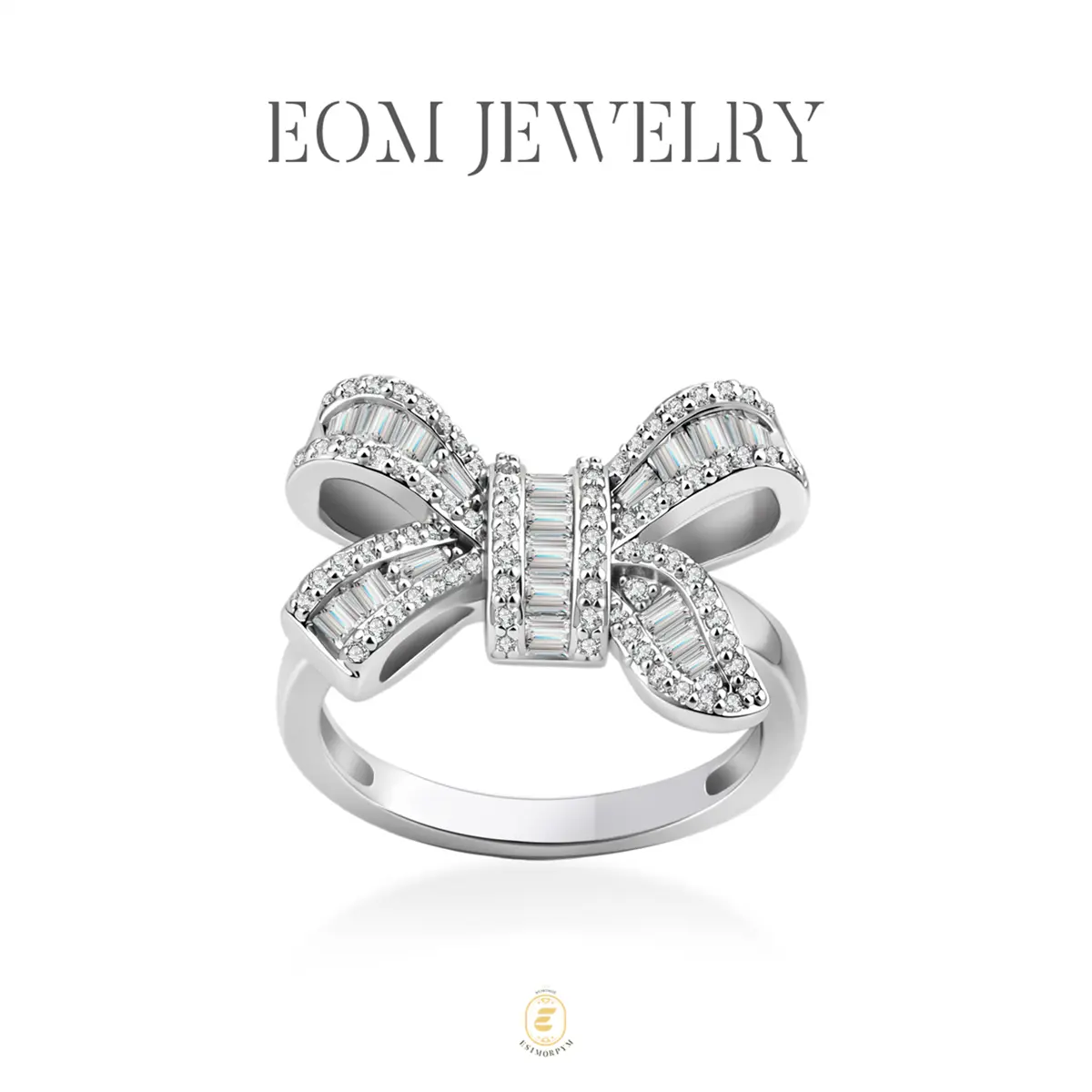 Moissanite Ribbon Bow Ring Silver-Plated Wedding Engagement Anniversary Valentine's Day Birthday Gift Daily Wear men woman gift fashion jewelry